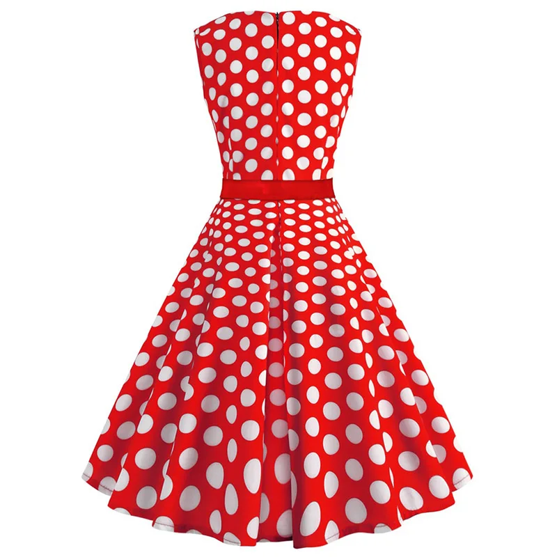ShejoinSheenjoy 1950s Retro Hepburn Dress Summer O- Neck Short Sleeve with Belt Elegant Red Dress 2XL (5)