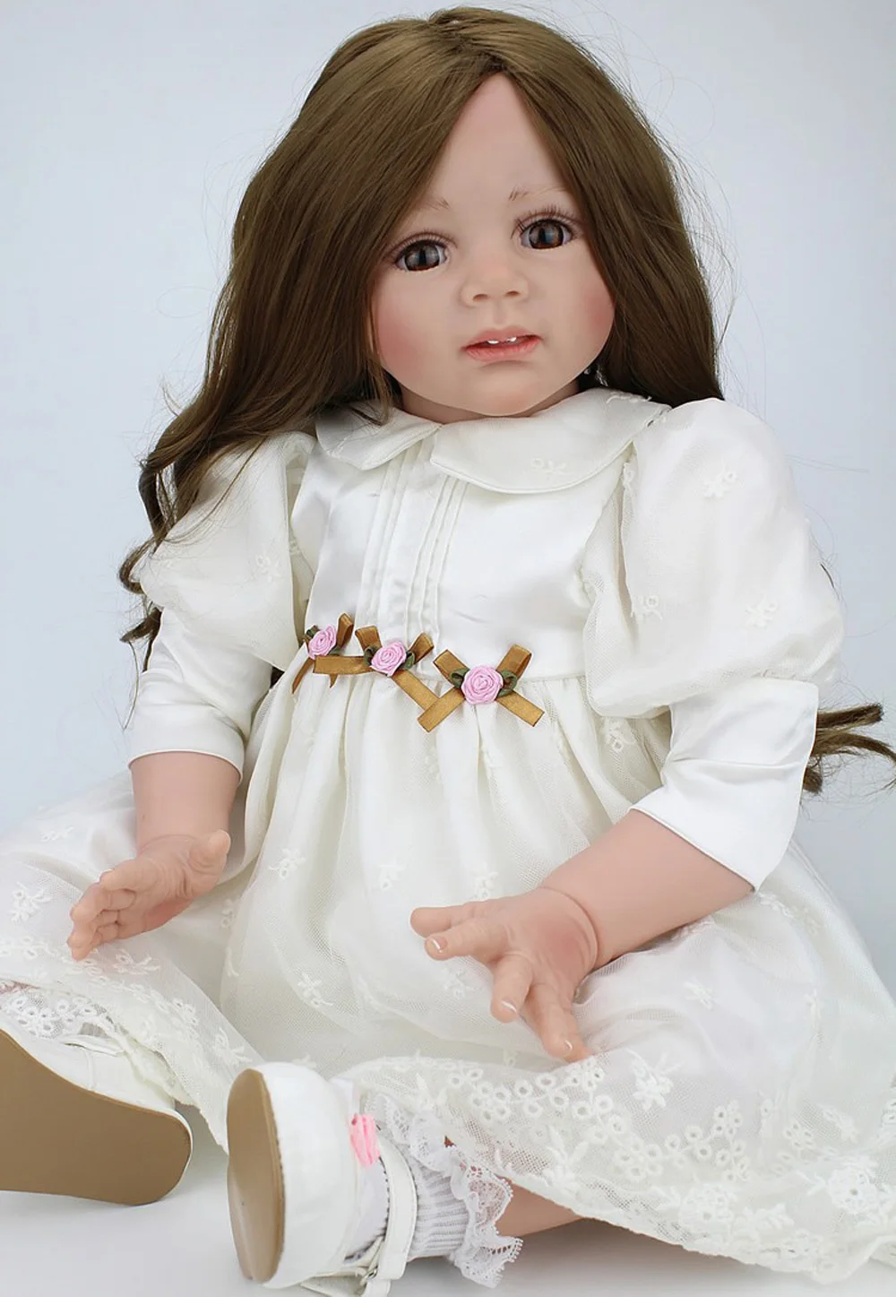 

60cm Silicone Reborn Baby Doll Toys 24inch Princess Toddler bebe modeling collectible doll Play house lifelike kids Xmas toys