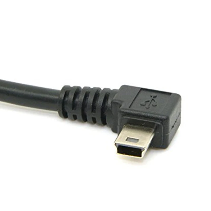 Мини-usb B Тип 5pin мужской прямоугольный 90 градусов к USB 2,0 Мужской кабель для передачи данных с ферритовым сердечником EMI 5 метров