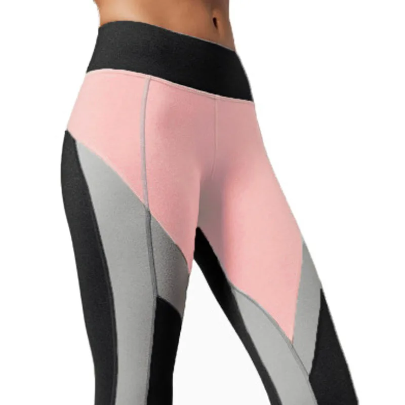 

NORMOV 2019 New Sexy Womens Leggings Patchwork Pink High Waist Slim Workout Push Up Leggings Fitness Elastic Polyester Leggings