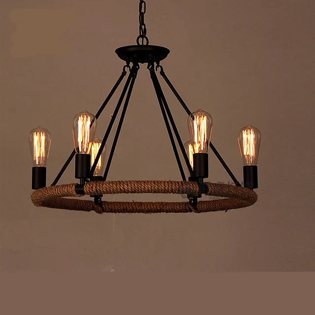 Lights North American Art Cafe Countryside Style Industrial Lights North American Art Cafe Countryside Style Industrial Lamp Vintage Wrought Iron Chandelier Antique Black