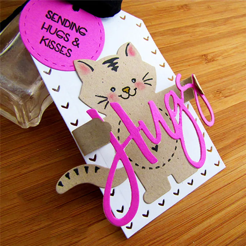 

GJCrafts Animal Kitty Hugger Cat Metal Cutting Dies for Card Making New 2018 for Scrapbooking Die Cuts for Card Makings