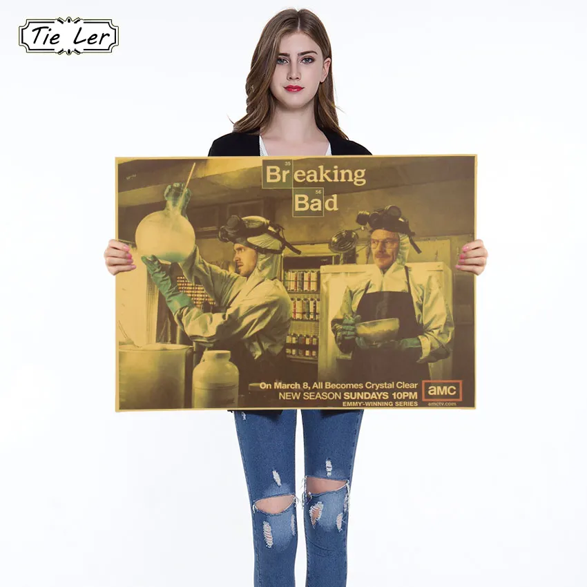 

1PC Breaking Bad Wall Sticker Classic American TV Series Poster Retro Craft Paper Poster 51.5X36cm