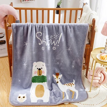 

Cartoon pattern thicken flannel student blanket for children and teenagers super soft and warm throwing blanket