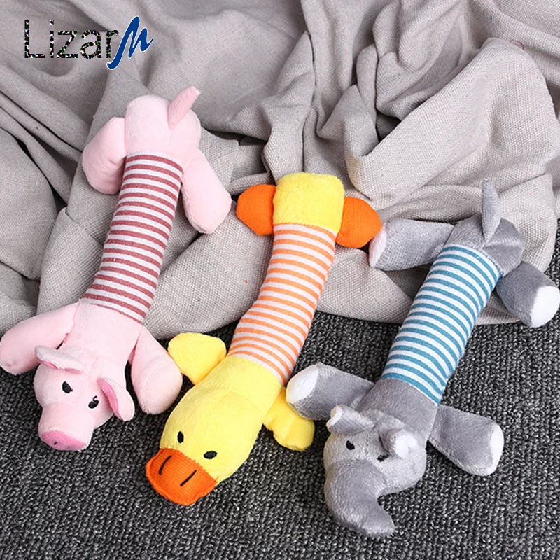 

1PC Pet Dog Cat Funny Fleece Toys Durability Plush Squeak Chew Sound Toy Fit for All Pets Elephant Duck Pig Animals Plush Toys