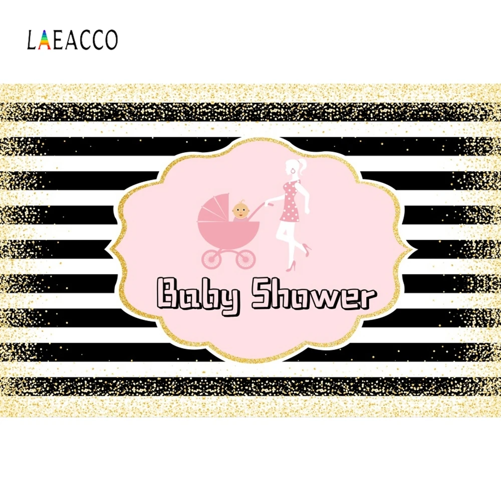

Laeacco White Black Stripe Photography Backdrops Customized Baby Shower Photocall Photographic Backgrounds for Photo Studio