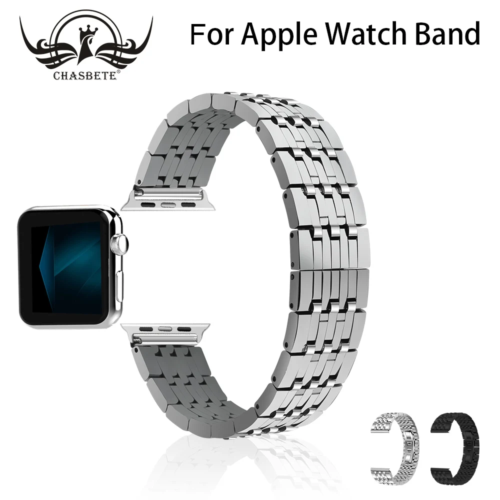 Для Apple Watch Band 38 мм 42 мм ремешок из нержавеющей стали 7 звеньев ремешок металлические умные часы браслет для Apple Watch Series 4 3 2 1