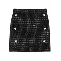 Однотонная юбка-карандаш женская черная молния сзади Кнопка украшенная облегающая мини-юбка летняя элегантная Офисная Женская спецодежда