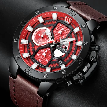 

Naviforce Mens Watches Top Brand Watch Men Clock Military Leather Sports Watches Quartz Chronograph Wristwatches erkek saat