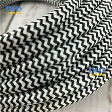 2X0,75 мм черно-белый зигзагообразный цвет винтажный текстильный кабель подвесной светильник шнур питания Электрический Медный 2 жилы тканевый провод