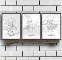 A coruna almeria badajoz bilbao catral gijon girona granada huelva ibiza madrid madrid málaga espanha mapa poster