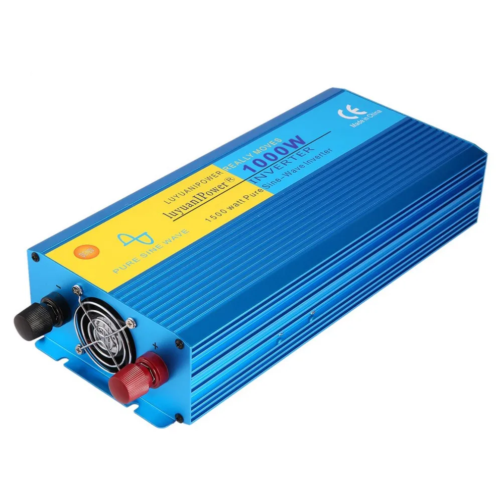 Чистый синусоидальный инвертор DC12V к AC220V 1000 Вт автомобильный инвертор алюминиевый сплав корпус Высокая эффективность преобразования трансформатор