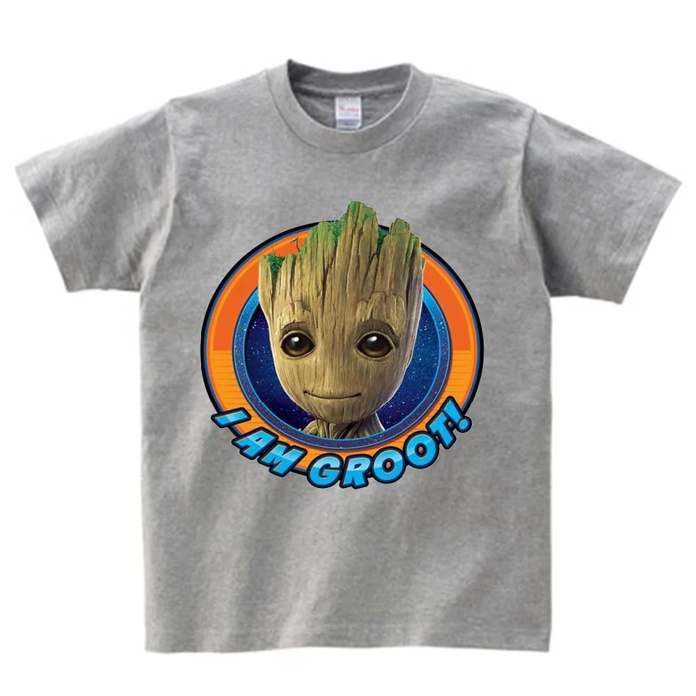 Модная детская футболка Летняя футболка с принтом «I Am GROOT» летняя одежда из хлопка для маленьких мальчиков футболка для девочек NN с короткими рукавами