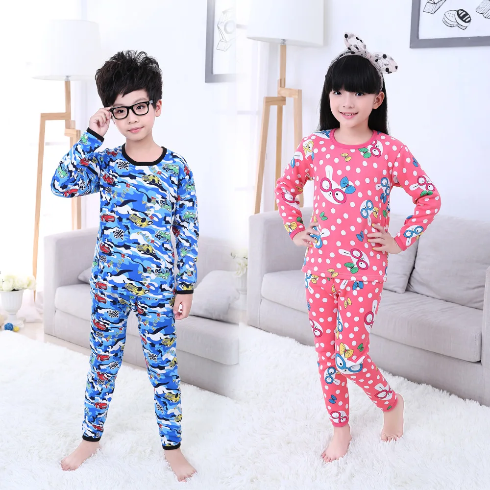Free Shipping Children Thermal Underwear Cartoon Kids Long Johns Cotton