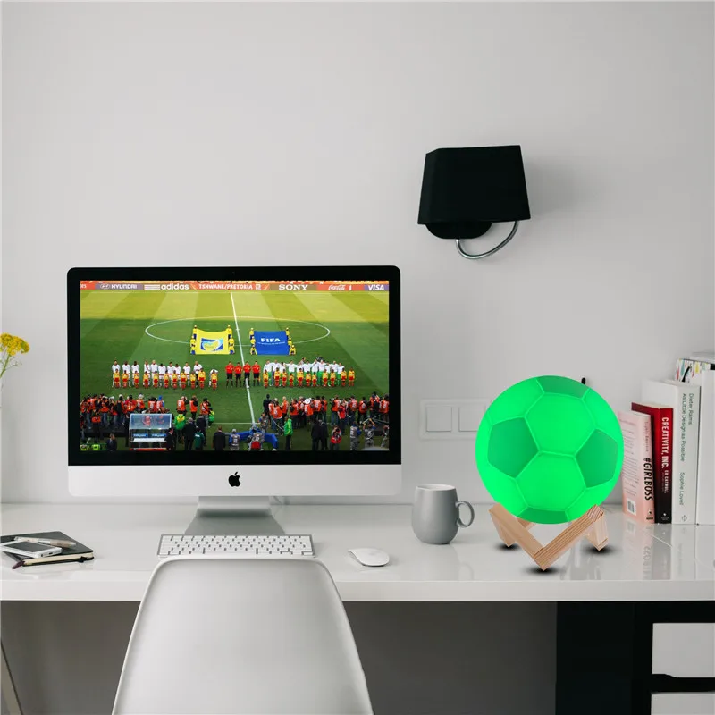 3D иллюзия Лампа Футбол ночник футболу настольная лампа клуб Декор 7 цветов Командные виды спорта подарок для Для мужчин Футбол вентилятор