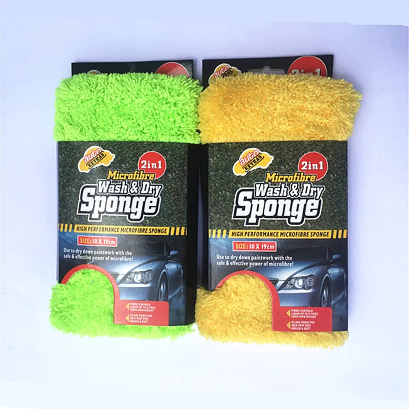 2 in 1 High Performance Car Care Microfiber Wash And Dry Sponge