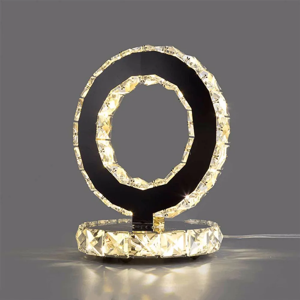 Table Lamp Led Crystal Circle Lamps Desk Led Modern Light Lighting