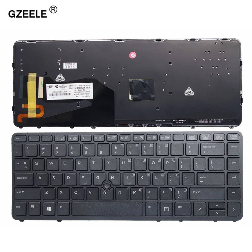  GZEELE English Laptop keyboard for HP EliteBook 840 G1 850 G1 840 G2 850 G2 Series US layout With B
