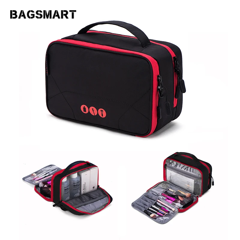 

BAGSMART Toiletry Bags Large Capacity Waterproof Makeup Bag Nylon Travel Cosmetic Bag Makeup Organizer Wash Bag