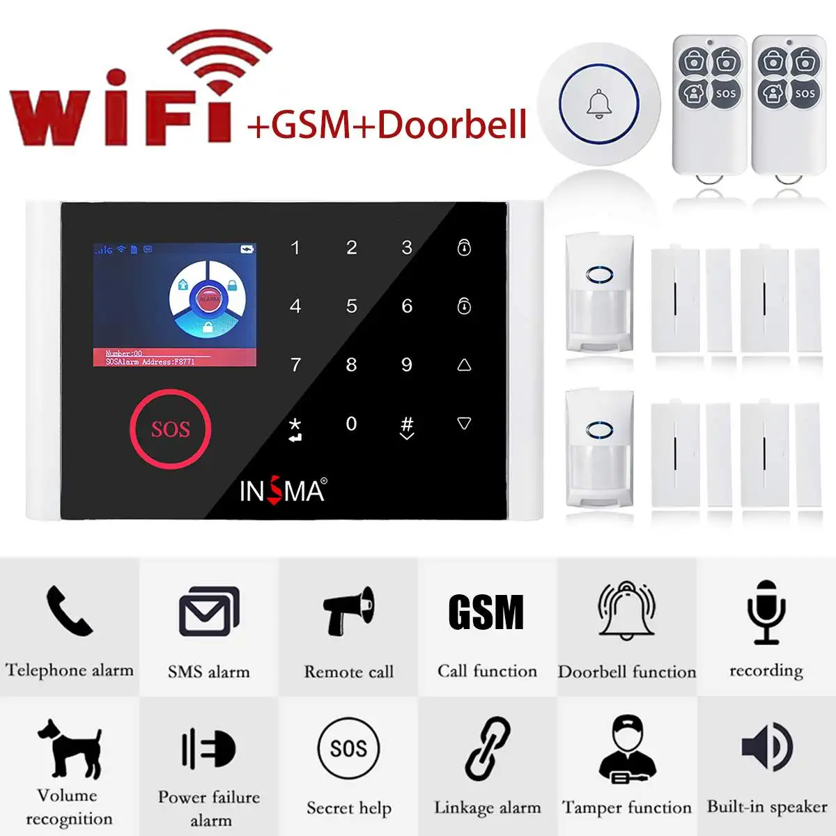 ЖК-дисплей сенсорная клавиатура Беспроводной WI-FI GSM GPRS домашней охранной сенсорная аварийная система Комплект приложение Управление CN