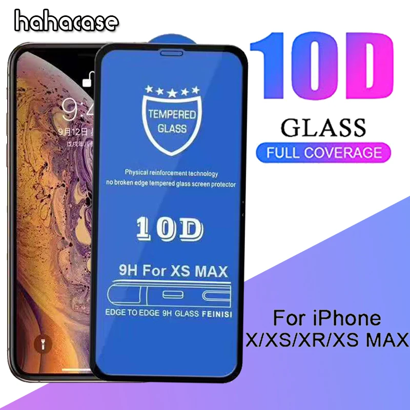 

10pcs 10D Curved Full Coverage Tempered Glass For iPhone 11 Pro Max XS XR X 8 7 6 6S Plus 9H Anti-fingerprint Screen Protector