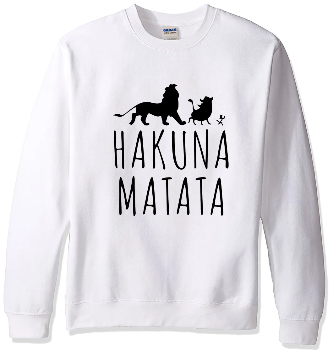 Новое поступление, Весенняя толстовка, зимняя толстовка из флиса HAKUNA MATATA, Забавный принт с буквами, популярная мужская спортивная одежда, толстовки harajuku - Цвет: white1