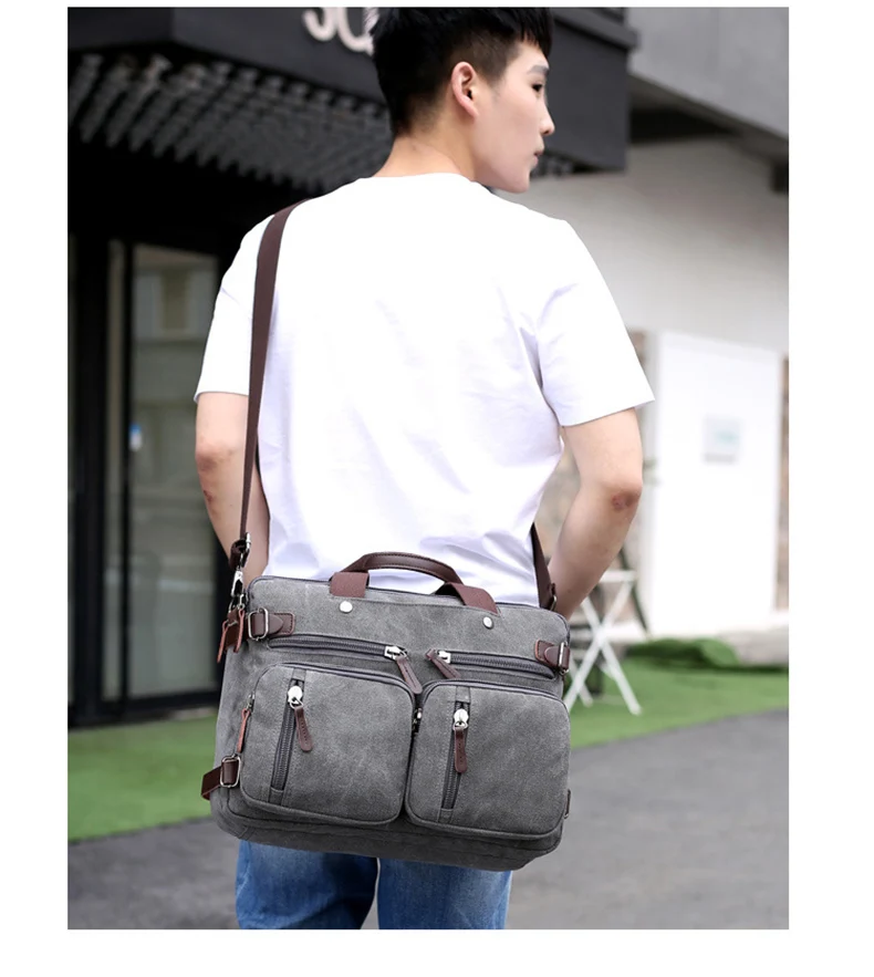 Men Canvas Briefcase Business Laptop Handbag Large Messenger Shoulder Bag Big Casual Male Tote Back Bags Travel Suitcase XA162ZC