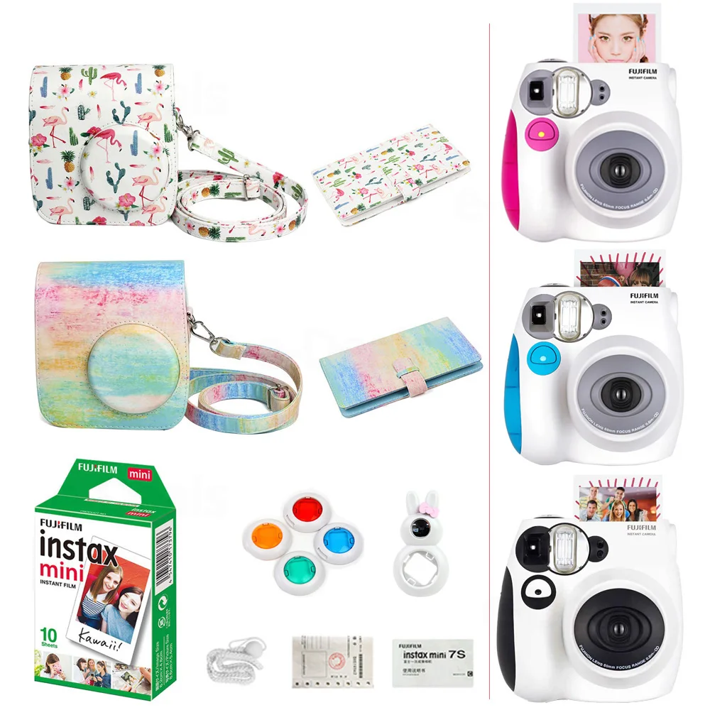 

Fujifilm Instax Mini 7s Instant Photo Camera Set with 10 Sheets Film, Rabbit Selfie Lens, Color Filters, Cam Case, Photo Album