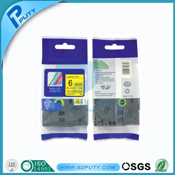 

PUTY 3 pcs for Brother P-touch Label Maker Printer Tape 6mm Tze Tz 611 Tze611 Tze-611Black on Yellow Tze P touch Label Tapes