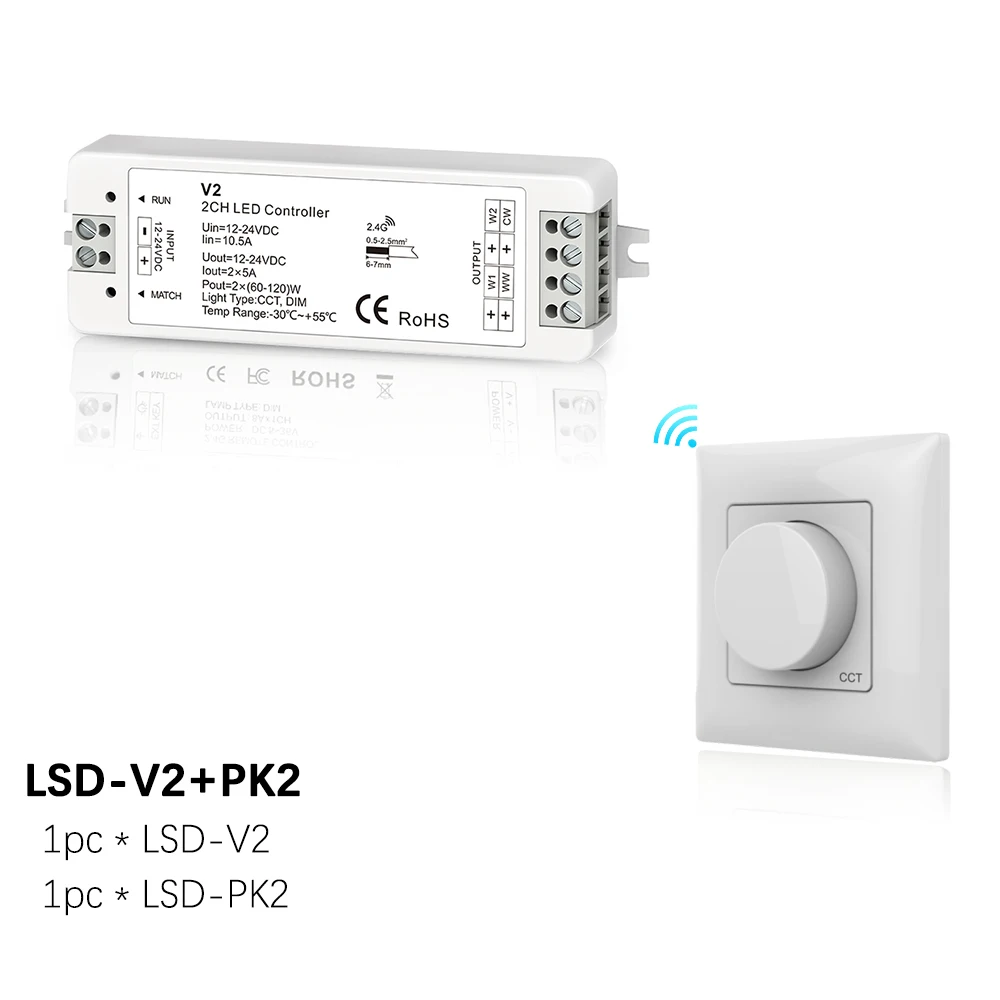 DC12-24V PK1/PK2/PK3 поворотная панель РЧ пульт дистанционного управления тусклый/ССТ/RGB светодиодный контроллер для одного цвета/цветовая температура/RGB светодиодный полосы - Цвет: LSD-V2 And PK2