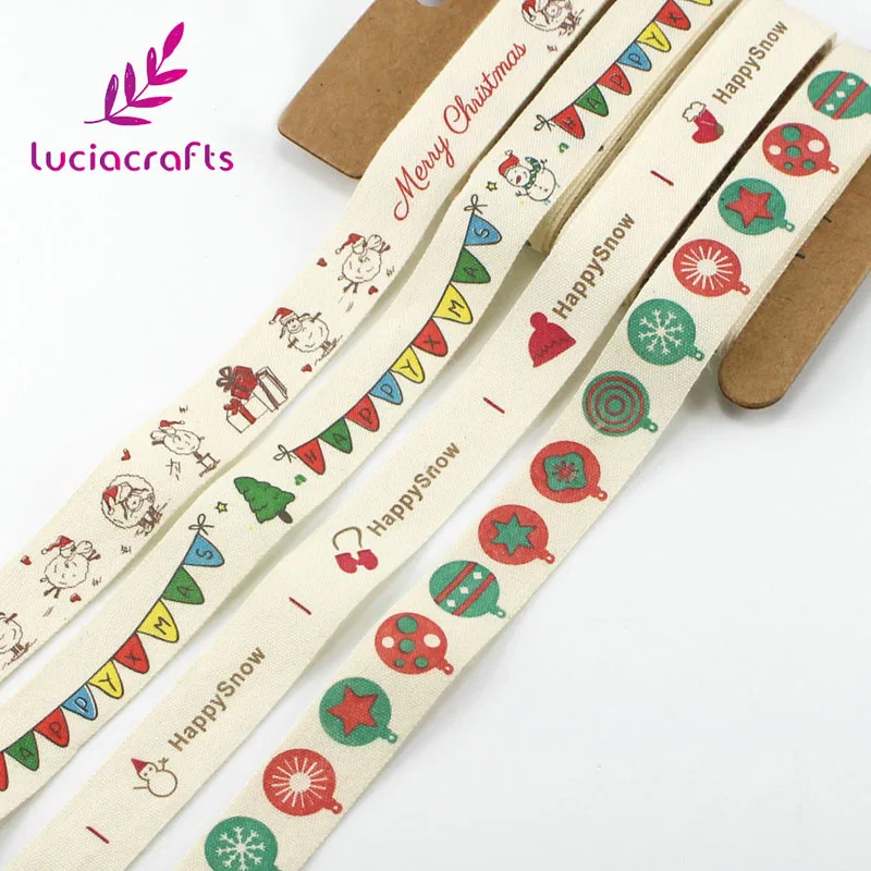 Lucia Crafts 5/8 ''15-16 мм Рождественская мультяшная печать хлопковые ленты подарочная упаковка «сделай сам» аксессуары ручной работы Q0405 - Цвет: Mixed Type 1