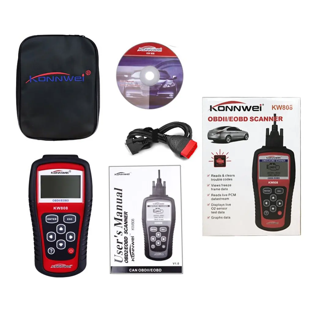 

KW808 Car Auto Troubleshooting Scanner Vehicle Fault Diagnosis Tester Scanning 12V Auto Detecting Scanner