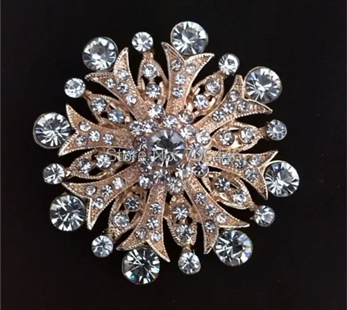 Родиевое покрытие прозрачный горный хрусталь ювелирные изделия большая брошь-цветок с кристаллами для свадебного приглашения