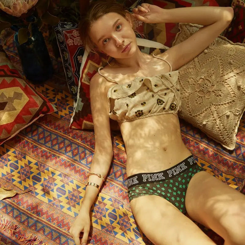 Top Quality New VS Secret Pink Letter Panties Women Animal Patchwork Sexy Briefs Soft Cotton 100% Underwear Bottom Loungewear