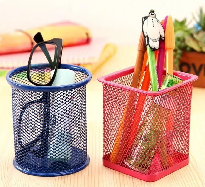 

1PC Hollow Metal Pencil Pen Holder Storage Box Stand Manage Case Student Stationery Household Organizer LF 023