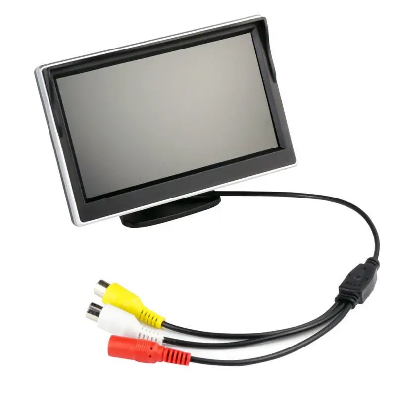 5 Inch 800*480 TFT LCD Car Parking Rear View Monitor with Car Rear/Front/Side View Camera 4 LED Lights 2 Ways Video Input DC 12V