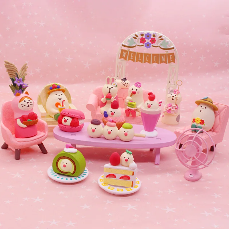 

Kawaii Rabbit Cat Cake Diy Resins Decoration Fairy Garden Ornament Miniature Crafts home decoration accessories Kids Gift 1 pcs