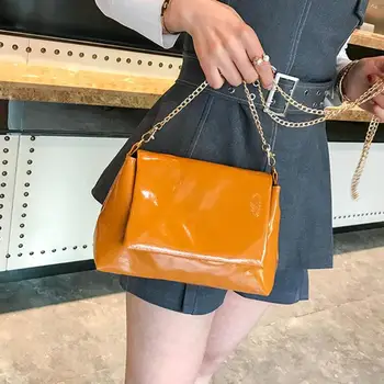 

Women Pure Color Soft PU Leather Handbags Mini Flap Cover Messenger Bag Retro Chain Small Shoulder Bag women leathe rbag