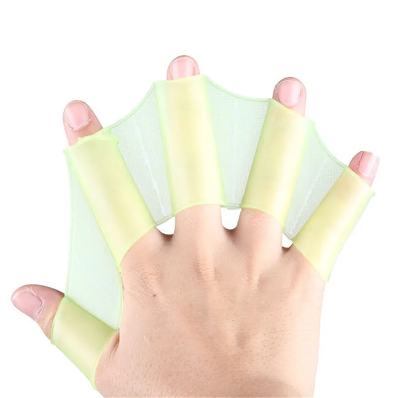 Силиконовые плавательный Рук Ласты для детей Для мужчин Для женщин подводный Training Руки Ласты воды спортивные перчатки пальцев оборудовать