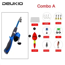 DEUKIO лед рыболовная Катушка комбо 1,3 м телескопическая удочка стержень герметичный барабан с приманкой крюк предупреждение о движении поплавка коробка набор рыболовных набор инструментов