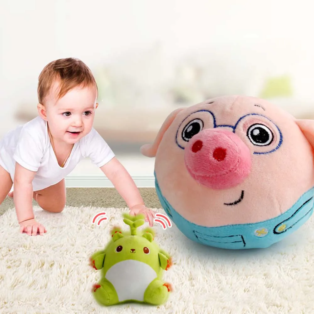 

Electric pig penguin bouncing ball Plush Soft Toys Talking Singing Jumping Cartoon Entertainment Bouncing Ball for Babies