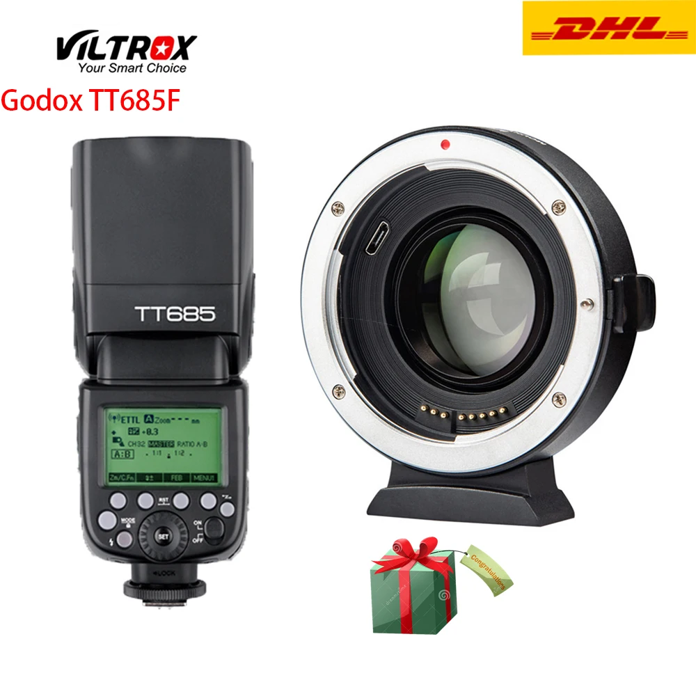 Адаптер для объектива с автофокусом Viltrox адаптер 0.71x Canon EF и Fuji FUJIFILM фотовспышка
