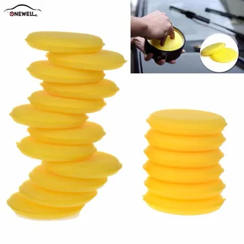 

12pcs Hand Soft Wax Yellow Color Care Wash Clean Car Waxing Polished Round Yellow Sponge for Car