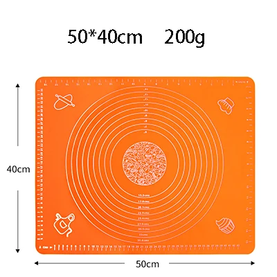 50*40 см силиконовый коврик для выпечки, сковороды для выпечки, накипь для раскатки теста, коврик для раскатки помадка, кондитерские изделия, коврик для выпечки с антипригарным покрытием,коврик - Цвет: Оранжевый
