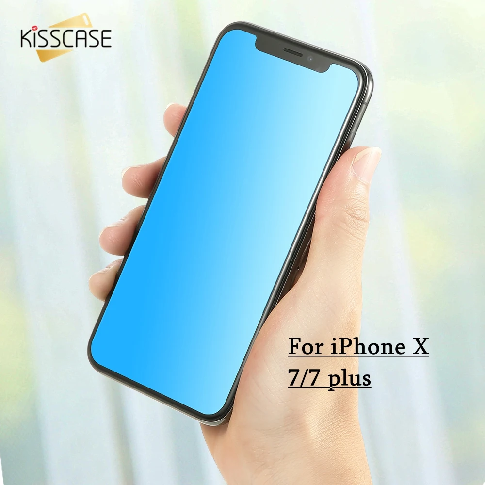 Goede KISSCASE 9 H Gehard Glas voor iPhone 7 7 plus Plating Spiegel Screen Protectors voor iPhone X 10 7 plus Gehard Glas Film Cover