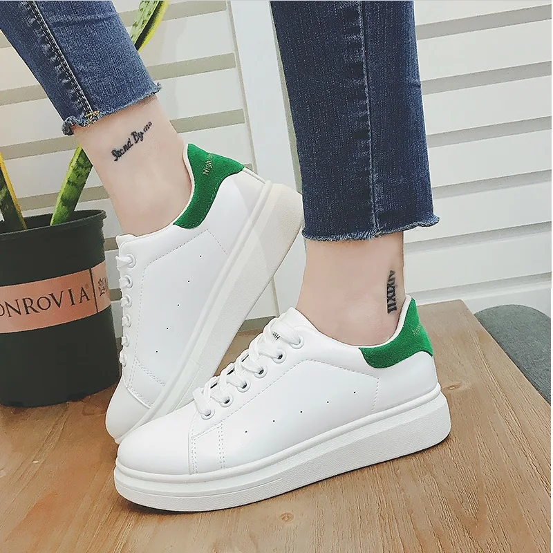 

Women Casual Shoes 2019 New Women Sneakers Fashion Breathable PU Leather Platform White Women Shoes Soft Footwears flats