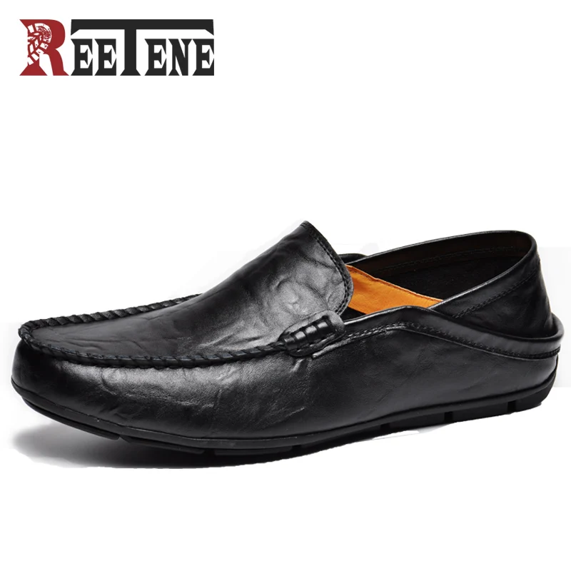 

REETENE Fashion Casual Driving Shoes Genuine Leather Loafers Men Shoes 2019 New Men Loafers Luxury Flats Shoes Men Chaussure