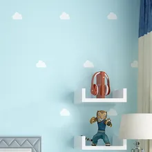 Children's Room Wallpaper Mediterranean Girl Princess Pink Clouds Blue Sky White Boy Bedroom Cartoon Wall Paper children s room wallpaper boy bedroom lovely warm cartoon girl princess room pure paper environmental protection star wall paper