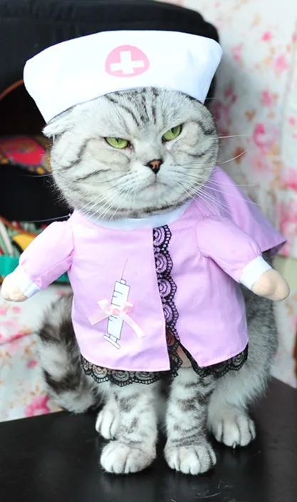 Забавная Рождественская одежда с котом, костюм пирата, одежда для кошки, костюм, одежда на Хэллоуин, нарядный костюм кошки - Цвет: nurse