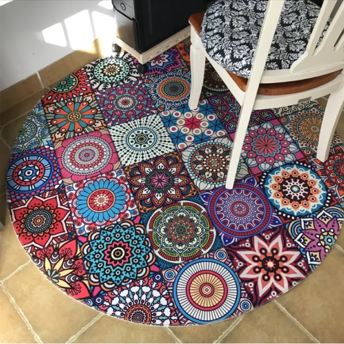 

Round carpet Fashion ethnic style home living room bedroom hanging basket swivel cushion Computer chair cushion non-slip mat